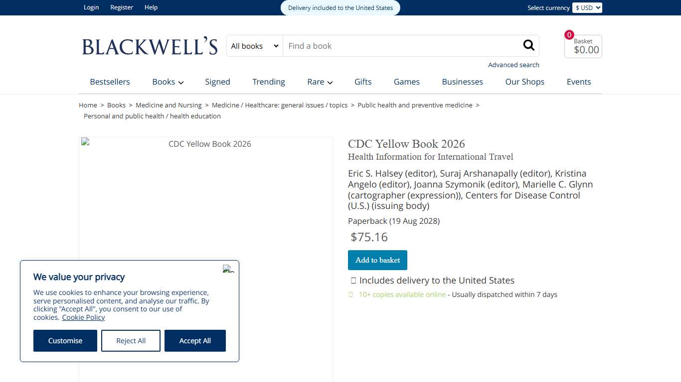 CDC Yellow Book 2026 : Eric S. Halsey (editor), : 9780197788547 : Blackwell's