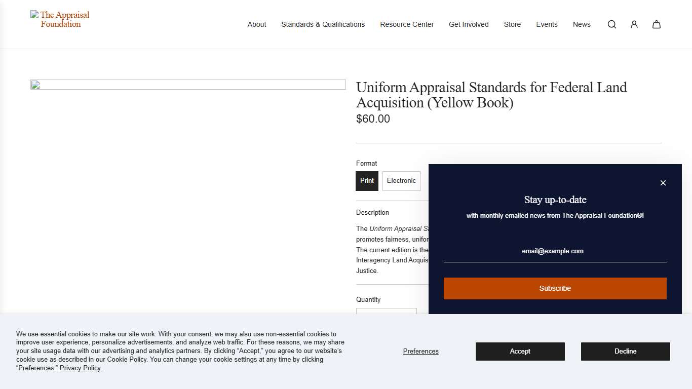 Uniform Appraisal Standards for Federal Land Acquisition (Yellow Book) – The Appraisal Foundation